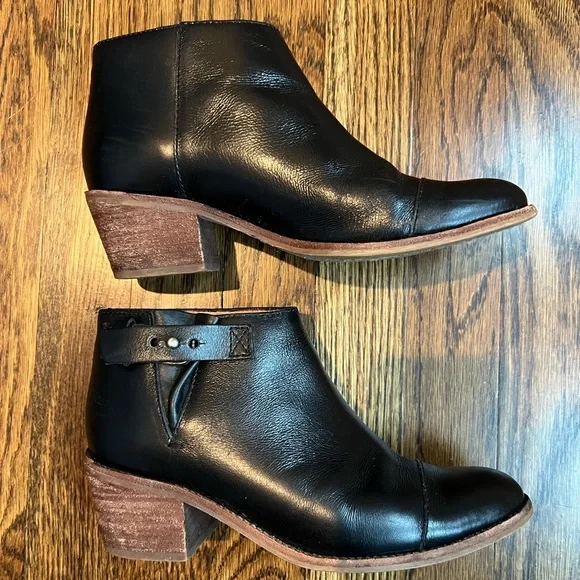 Madewell Black The Cutoff Leather Ankle Booties Size 6.5 - Picture 4 of 11